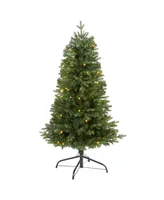 Nearly Natural Vermont Fir Artificial Christmas Tree with 100 Clear Led Lights