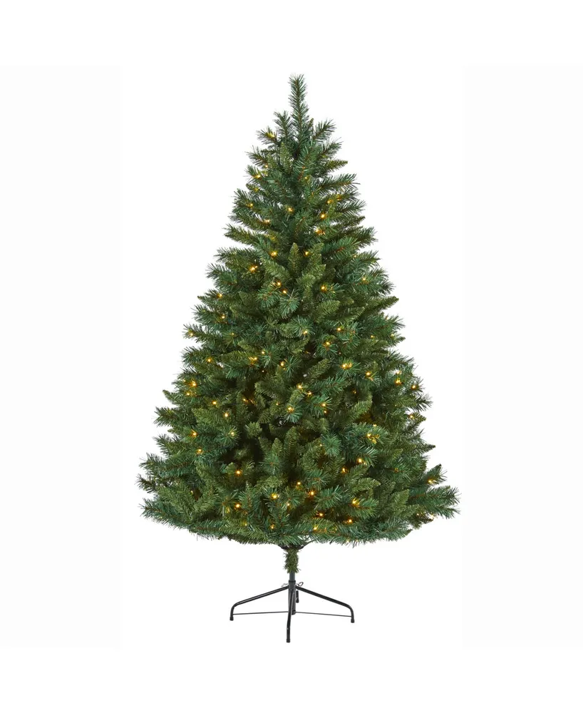 Nearly Natural Rocky Mountain Mixed Pine Artificial Christmas Tree with 300 Led Lights