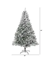 Nearly Natural Flocked Rock Springs Spruce Artificial Christmas Tree with 800 Bendable Branches