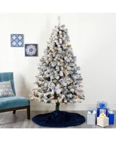 Nearly Natural Flocked West Virginia Fir Artificial Christmas Tree with 350 Clear Led Lights