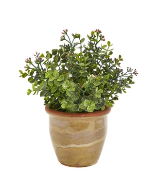 Nearly Natural Eucalyptus and Sedum Succulent Artificial Plant in Ceramic Planter