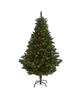 Nearly Natural Northern Rocky Spruce Artificial Christmas Tree with 300 Clear Lights and 838 Bendable Branches