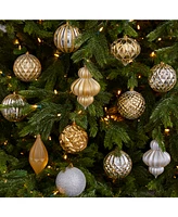 Nearly Natural Holiday Lux Shatterproof, 12 Count Christmas Tree Ornament Set