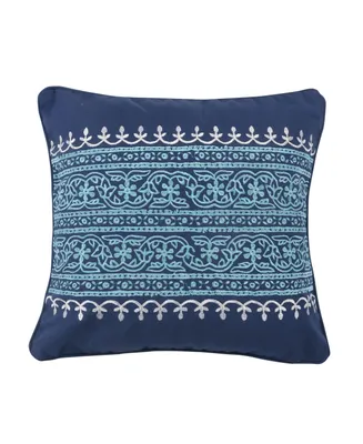 Levtex Chandra Block Print Embroidered Decorative Pillow, 18" x 18"
