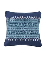 Levtex Chandra Block Print Embroidered Decorative Pillow, 18" x 18"