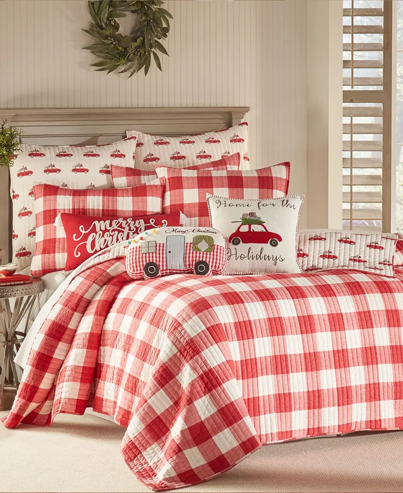 Levtex Christmas Road Trip Gingham 2-Pc. Sham Set, European