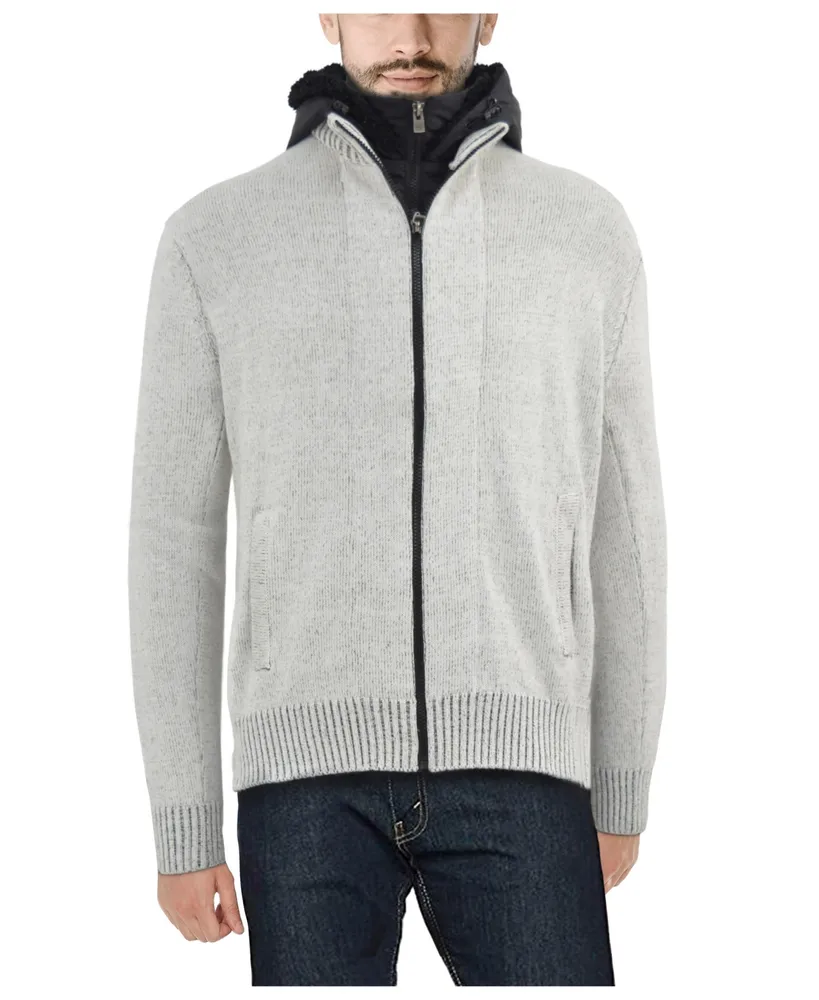 X-Ray Men's Full-Zip Sweater Jacket with Fluffy Fleece Lined Hood