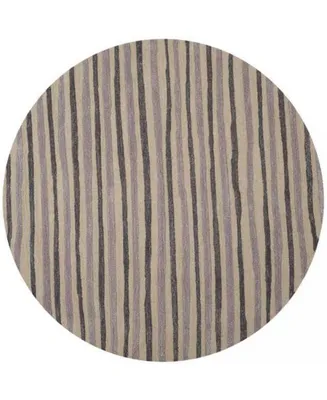Martha Stewart Collection Hand Drawn Stripe MSR3619C Purple 6' x 6' Round Area Rug
