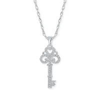 Diamond Key 18" Pendant Necklace (1/6 ct. t.w.) in Sterling Silver