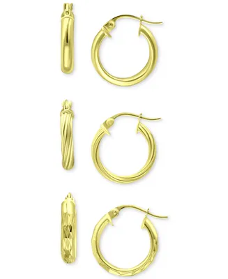 Giani Bernini 3-Pc. Set Small Hoop Earrings Sterling Silver, 0.625", Created for Macy's