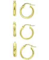 Giani Bernini 3-Pc. Set Small Hoop Earrings Sterling Silver, 0.625", Created for Macy's