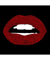 La Pop Art Women's V-Neck T-Shirt with Fabulous Lips Word
