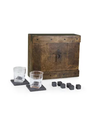 Legacy Monogram Whiskey Box Gift Set - Brown