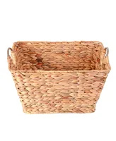 Vintiquewise Water Hyacinth Wicker Large Square Storage Laundry Basket with Handles