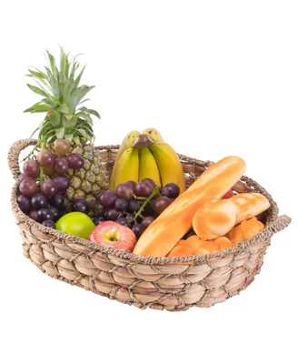 Vintiquewise Seagrass Fruit Bread Basket Tray with Handles