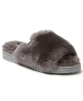 Dearfoams Fireside by Women's Cairns Genuine Shearling Fuzzy Slide Slipper