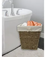 Vintiquewise Woven Seagrass Small Waste Bin Lined with Washable Lining