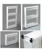 Vintiquewise Slim Storage Cabinet Organizer 4 Shelf Rolling Pull Out Cart Rack Tower with Wheels