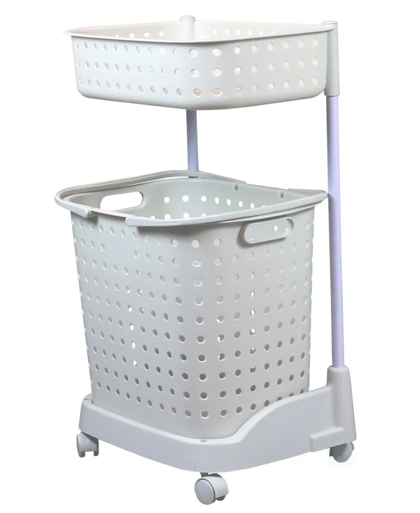 Vintiquewise 2 Tier Plastic Laundry Basket with Wheels