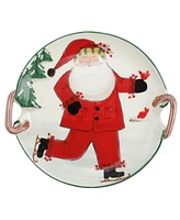 Vietri Old St. Nick Handled Round Platter - Ice Skating