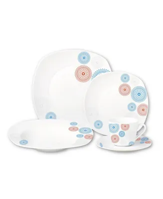 Lorren Home Trends Porcelain 20 Piece Square Dinnerware Set, Service for 4