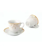 Lorren Home Trends Floral 8 Piece 8oz Tea or Coffee Cup and Saucer Set