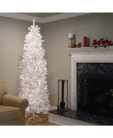 National Tree 7.5' Kingswood White Fir Pencil Tree with 350 Clear Lights