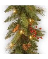 National Tree Company 6' x 12" Decorative Collection Garland with 20 Cones, 5 Red Berries and 35 Clear Lights