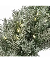 National Tree Company 24" Snowy Stonington Fir Wreath with Battery Operated Led Lights