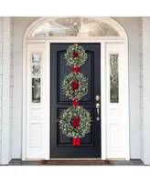 National Tree Company 18", 22", & 26" Triple Wreath Door Decor Piece with 100 Warm White Battery Operated Twinkle Led lights