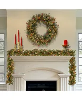 National Tree Company 48" Wintry Pine Wreath with 200 Clear Lights