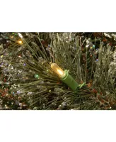 National Tree 6.5' Glittery Bristle Slim Pine Tree with White Cones and 400 Clear Lights