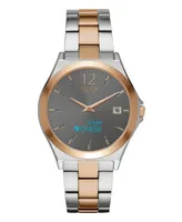 Connected Women's Hybrid Smartwatch Fitness Tracker: Silver Case with Two Toned Metal Strap 38mm - Two