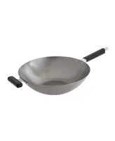 Joyce Chen Professional Series 14" Carbon Steel Wok with Phenolic Handles - Silver