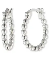 Lauren Ralph Lauren Small Beaded Hoop Earrings in Sterling Silver, 0.63"