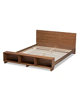 Regina Modern Queen Size Platform Storage Bed with Built-in Shelves