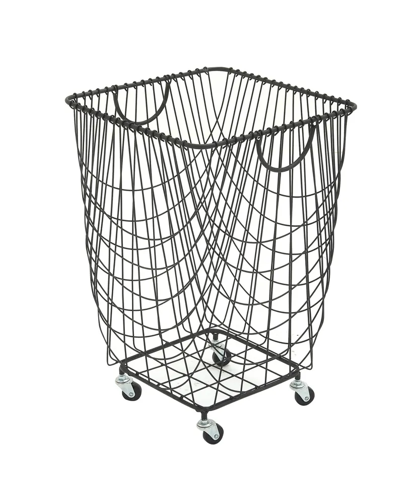 CosmoLiving by Cosmopolitan Black Industrial Metal Storage Cart, 24 x 16