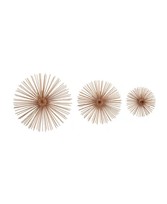 CosmoLiving by Cosmopolitan Set of 3 Copper Metal Contemporary Abstract Wall Decor, 6", 9", 12"