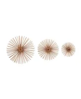 CosmoLiving by Cosmopolitan Set of 3 Copper Metal Contemporary Abstract Wall Decor, 6", 9", 12"