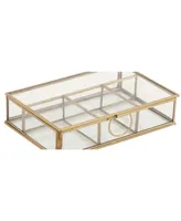 CosmoLiving by Cosmopolitan Gold Glass Modern Jewelry Box , 2" x 9" x 6" - Gold