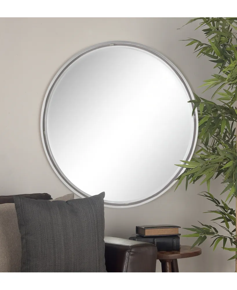 Large Round Contemporary Wall Mirror In Metallic Frame