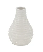 CosmoLiving by Cosmopolitan Set of 3 White Stoneware Modern Vase, 5" x 8"