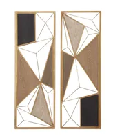 CosmoLiving by Cosmopolitan Set of 2 Brown Metal Modern Abstract Wall Decor, 12" x 35"