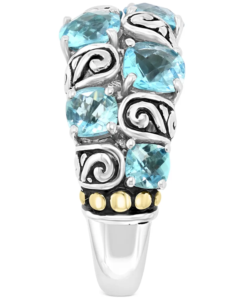 Effy Blue Topaz Statement Ring (3-1/2 ct. t.w.) in Sterling Silver & 18k Gold