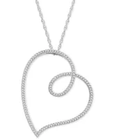Diamond Heart Loop 18" Pendant Necklace (1/2 ct tw) in 10K White Gold