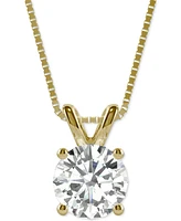 Moissanite Solitaire Pendant (1-9/10 ct. t.w. Diamond Equivalent) in 14k White Gold or 14k Yellow Gold