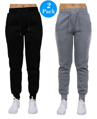 Galaxy by Harvic Women's Slim Fit Heavy Weight Fleece Lined Joggers - 2 Pack