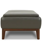 Jollene Leather Ottoman with Wood Trays, Created for Macy's