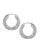 Open Lace Hoop Earring Silver Plate