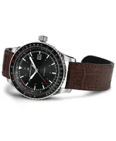 Hamilton Men's Swiss Automatic Khaki Aviation Converter Brown Leather Strap Watch 42mm
